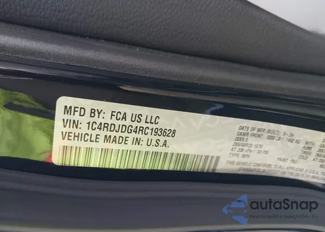 2024 Dodge Durango Gt Plus Awd z USA, uszkodzony, nr VIN 1C4RDJDG4RC193628